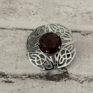 Mizpah Purple And Silvertone Pin Brooch
